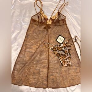 La Perla Vintage leopard sheer Chemise Set